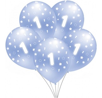 Balon niebieski metalik nadruk 1 5szt. B156 GO PAR
