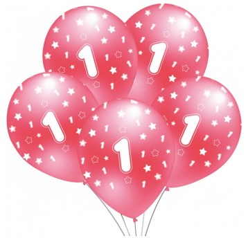Balon różowy metalik nadruk 1 5szt. B149 GO PARTY