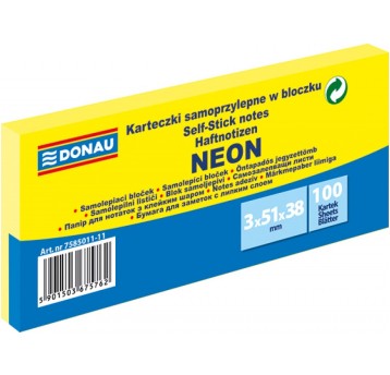 Bloczek samoprzylepny DONAU, 38x51mm, 3x100 kart.,