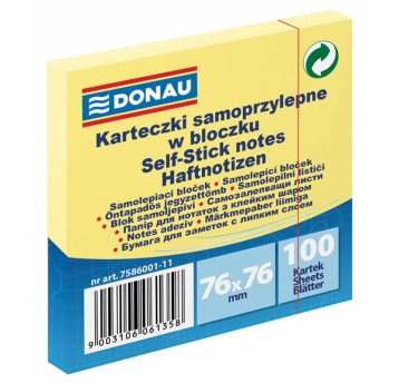 Bloczek samoprzylepny DONAU, 76x76mm, 1x100 kart.,