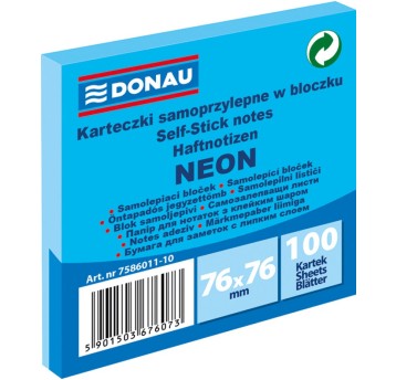 Bloczek samoprzylepny DONAU, 76x76mm, 1x100 kart.