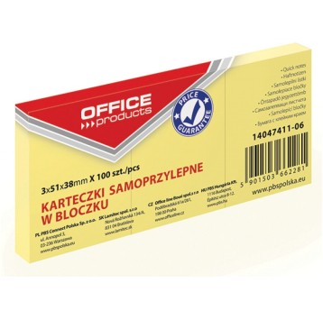 Bloczek samoprzylepny OFFICE PRODUCTS, 38x51mm, 1