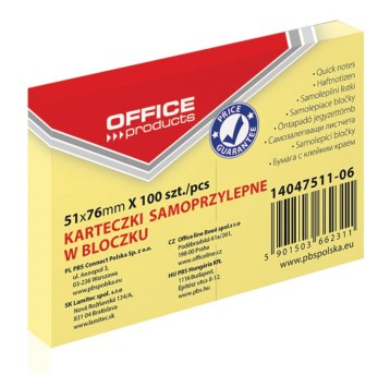 Bloczek samoprzylepny OFFICE PRODUCTS, 51x76mm, 1