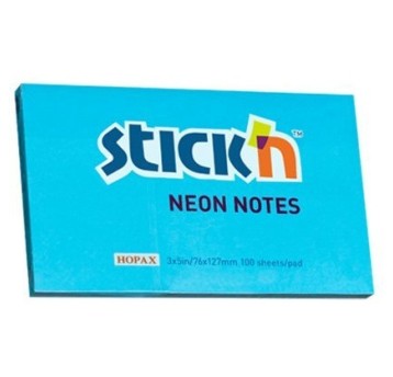 Bloczek STICK"N 127x76mm niebieski neonowy 100k 2