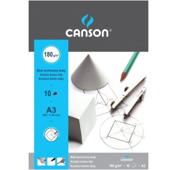 BLOK TECHNICZNY BIAŁY 180G A3 10ARK SERIA SPORT