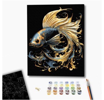 BRUSHME 40x50 czarne gold – magiczna ryba