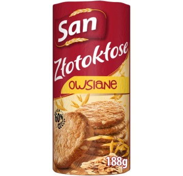 Ciastka złotokłose SAN, owsiane, 188g