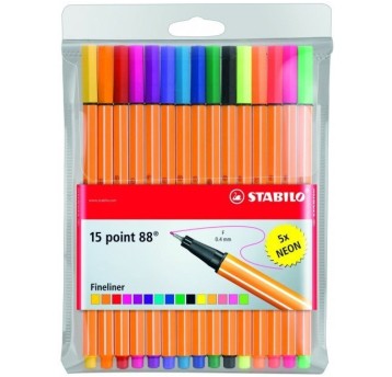Cienkopis STABILO point 88 komplet 15szt. w tym 5