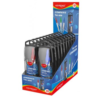 Cyrkiel metalowy KEYROAD, w etui, z grafitami,