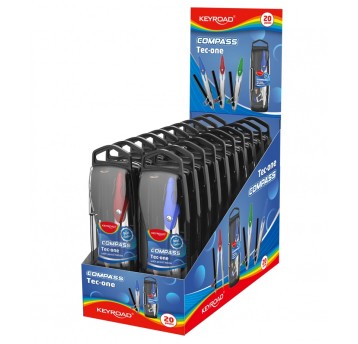 Cyrkiel metalowy KEYROAD, w etui, z ołówkiem,