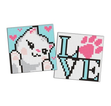 Diamentowa mozaika na magnesie IDEYKA, 9x9 cm kot