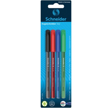 Długopis SCHNEIDER VIZZ, M, 4szt., blister, mix ko