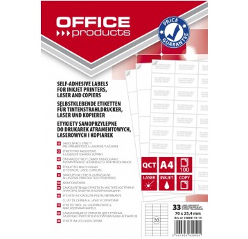 Etykiety OFFICE PRODUCTS, 70x25,4mm, białe, 100 ar