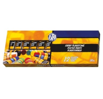 Farby plakatowe 12kolorów tuba 30ml 83110901 ASTRA