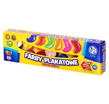 Farby plakatowe 13 kolorów - 20 ml 12+1 kolor gra