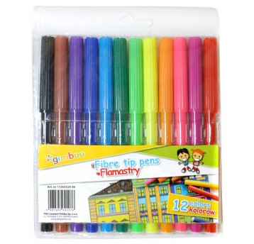 Flamastry GIMBOO, 12szt. na zawieszce, mix koloró