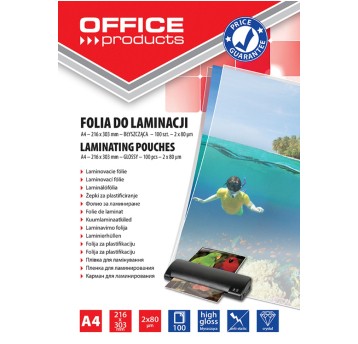 Folia do laminowania OFFICE PRODUCTS, A4, 2x80mikr
