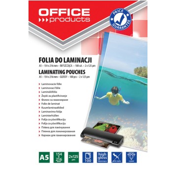 Folia do laminowania OFFICE PRODUCTS, A5, 2x125mi