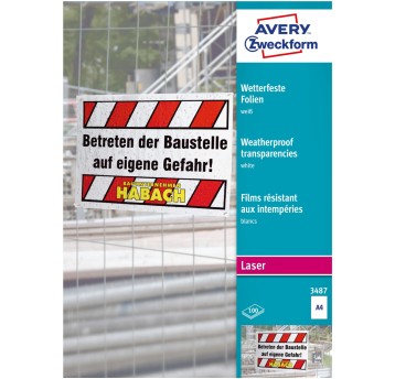 Folie samoprzylepne A4 0.13mm białe LASER 100 ark