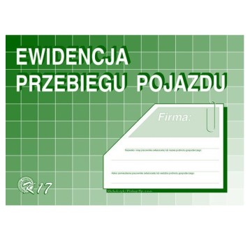 K-17 Ewidencja przebiegu pojazdu (bez kosztów) A5