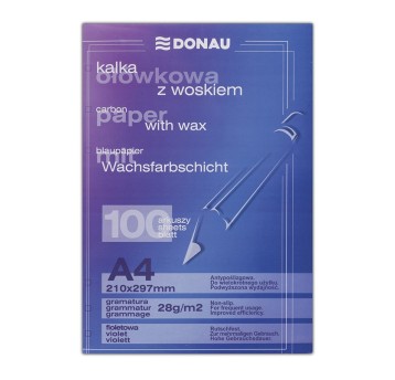 Kalka ołówkowa DONAU z woskiem, A4, 100szt., fiol