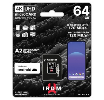 Karta pamięci microSD IRDM 64GB UHS-I U3 A2 + ada