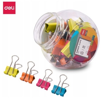 Klips do akt 19mm mix kolorów 25szt E8558 DELI