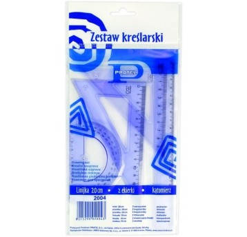Komplet geometryczny z linijką 20cm 2004 PRATEL