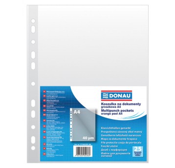 Koszulki na dokumenty DONAU, PP, A4, groszkowe, 4