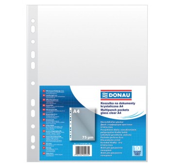 Koszulki na dokumenty DONAU, PP, A4, krystal, 75m