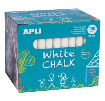 Kreda szkolna APLI, okrągła, 9x80mm, 100 szt., bia