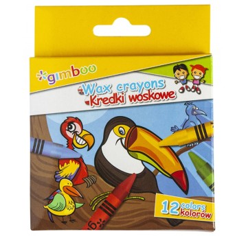 Kredki świecowe GIMBOO, 12szt., 8mm, mix kolorów