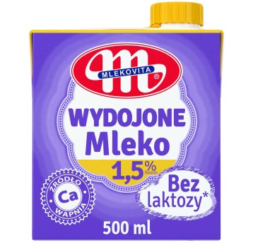 MLEKO BEZ LAKTOZY 1,5% 0,5L. MLEKOVITA (12 SZTUK)