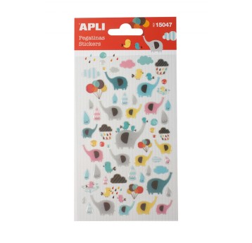 Naklejki APLI Elephants, z brokatem, mix kolorów