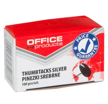 Pinezki klasyczne OFFICE PRODUCTS, 100szt., srebr