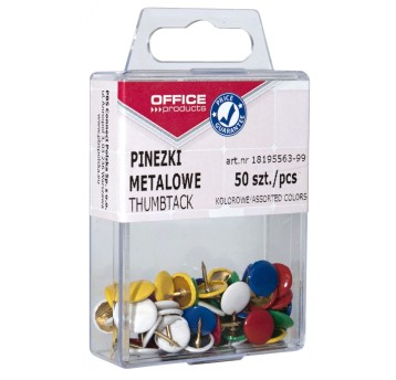 Pinezki kolorowe OFFICE PRODUCTS, w pudełku, 50sz