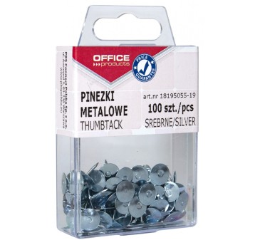 Pinezki metalowe OFFICE PRODUCTS, w pudełku, 100s