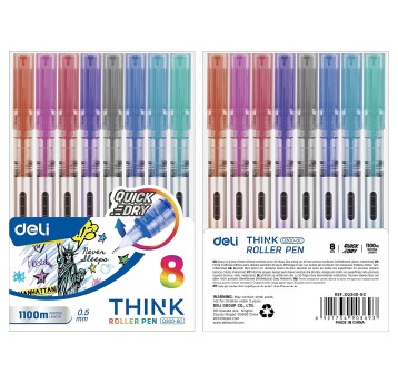 Pióro kulkowe 0,5mm THINK 8kolorów EQ300-8C DELI