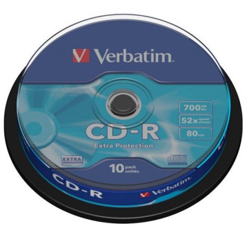 Płyta CD-R VERBATIM, 700MB, prędkość 52x, cake, 10