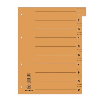 Przekładka DONAU, karton, A4, 235x300mm, 0-9, 1 k