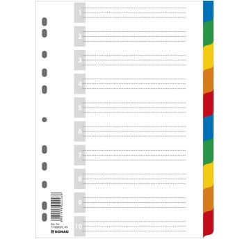 Przekładki DONAU, PP, A4, 225x297mm, 10+1 kart, m