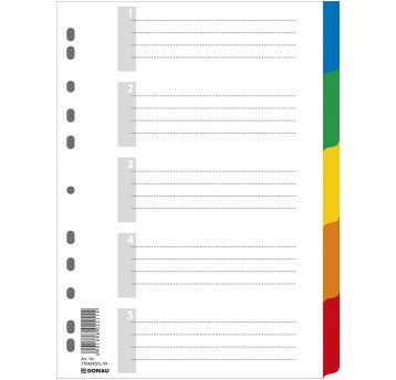 Przekładki DONAU, PP, A4, 225x297mm, 5+1 kart, mi