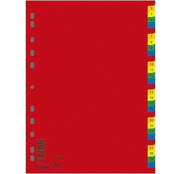 Przekładki DONAU, PP, A4, 230x297mm, 1-31, 31 kar