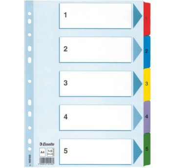 Przekładki kartonowe MYLAR A4 1-5 100160 białe ES