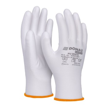 Rękawice DONAU SAFETY PU White, kat. II, rozm. 7,