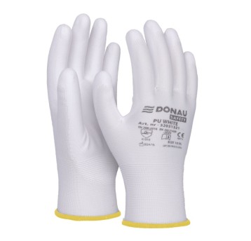 Rękawice DONAU SAFETY PU White, kat. II, rozm. 8,
