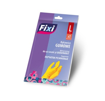 Rękawice gumowe FIXI, rozmiar L, 1 para, żółte