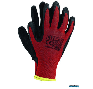 Rękawice powlekane czerwono-czarne rozmiar 8 RTEL