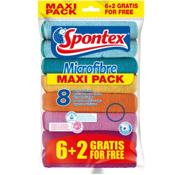 Ściereczki SPONTEX MICROFIBRA (6+2sztuki) 19700052
