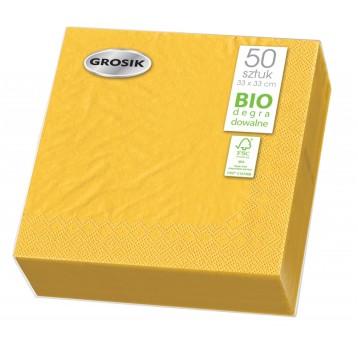 Serwetki GROSIK, dwuwarstowe, składane 33x33cm zół